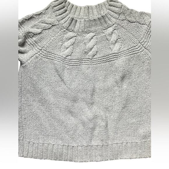 Aerie Womens Size M Gray Heavy Cotton Cable Knit Long Sleeve Sweater - Picture 2 of 9